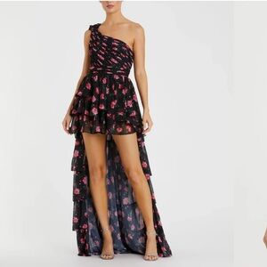 Mac Duggal One-Shoulder High-Low Chiffon Gown size 4